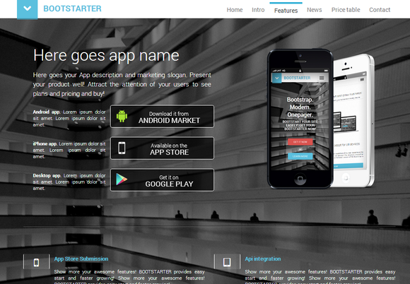 Bootstrap landing page template preview